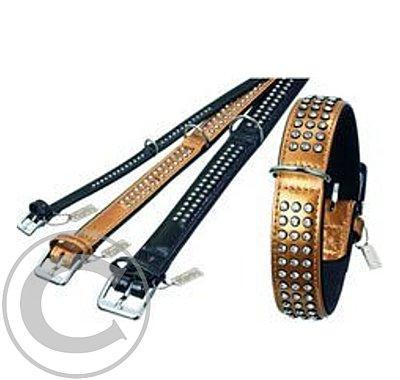 Obojek kožený Passion 55/30 Černý s kamínky KAR 1ks